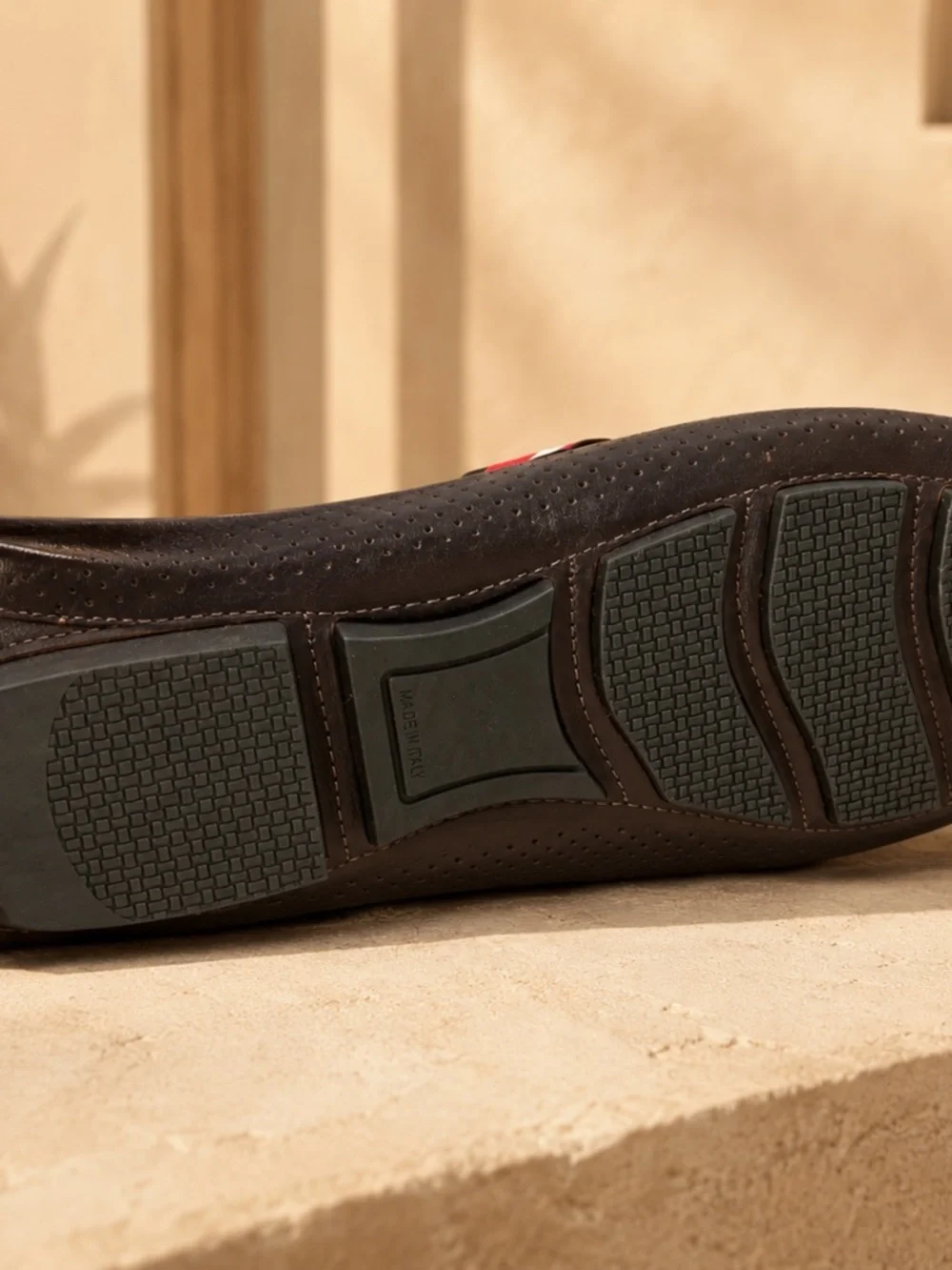 Bugatchi Dark Brown Perforated Leather Driving Loafers Men’s 11.5 Stripe